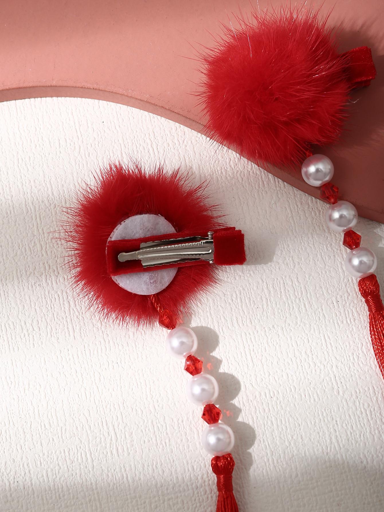 spinki do włosów pompon zdobienie 2-pack 