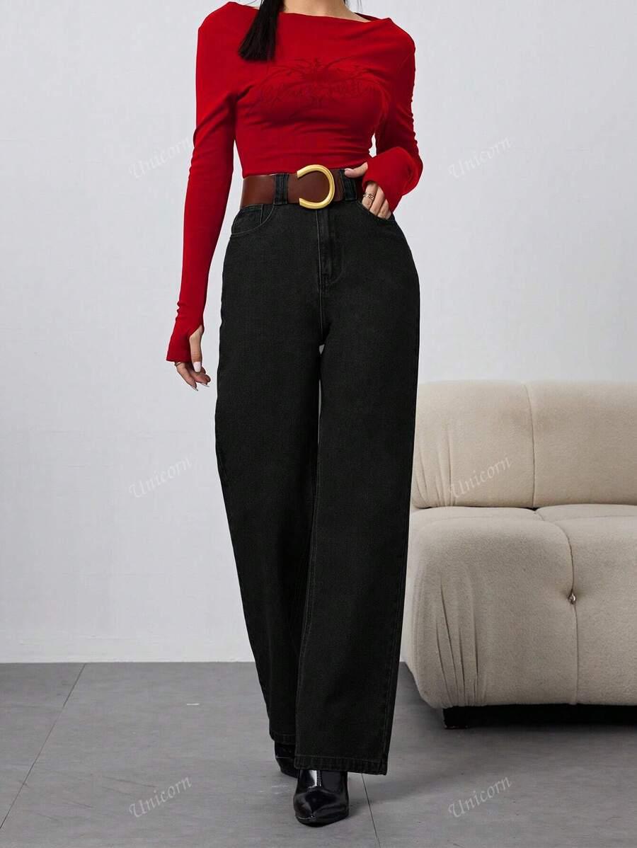 CZARNE SPODNIE JEANS 