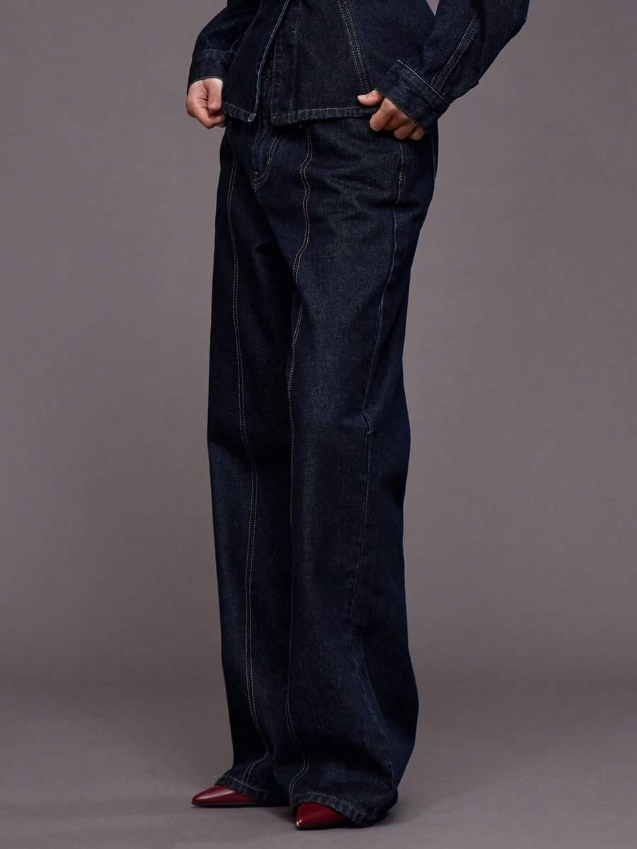 GRANATOWE SPODNIE JEANS