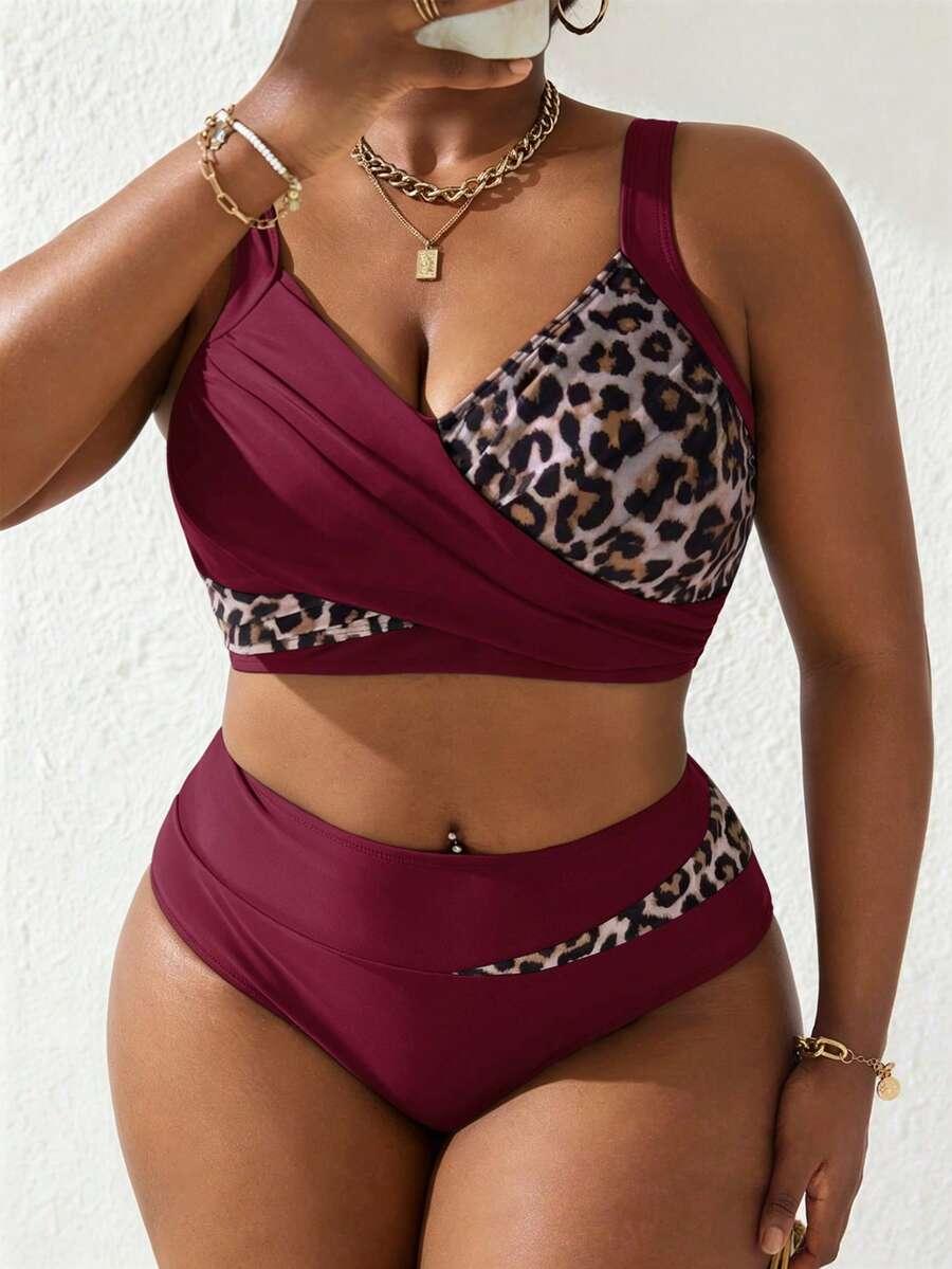 dwuczęściowy strój kąpielowy animal print