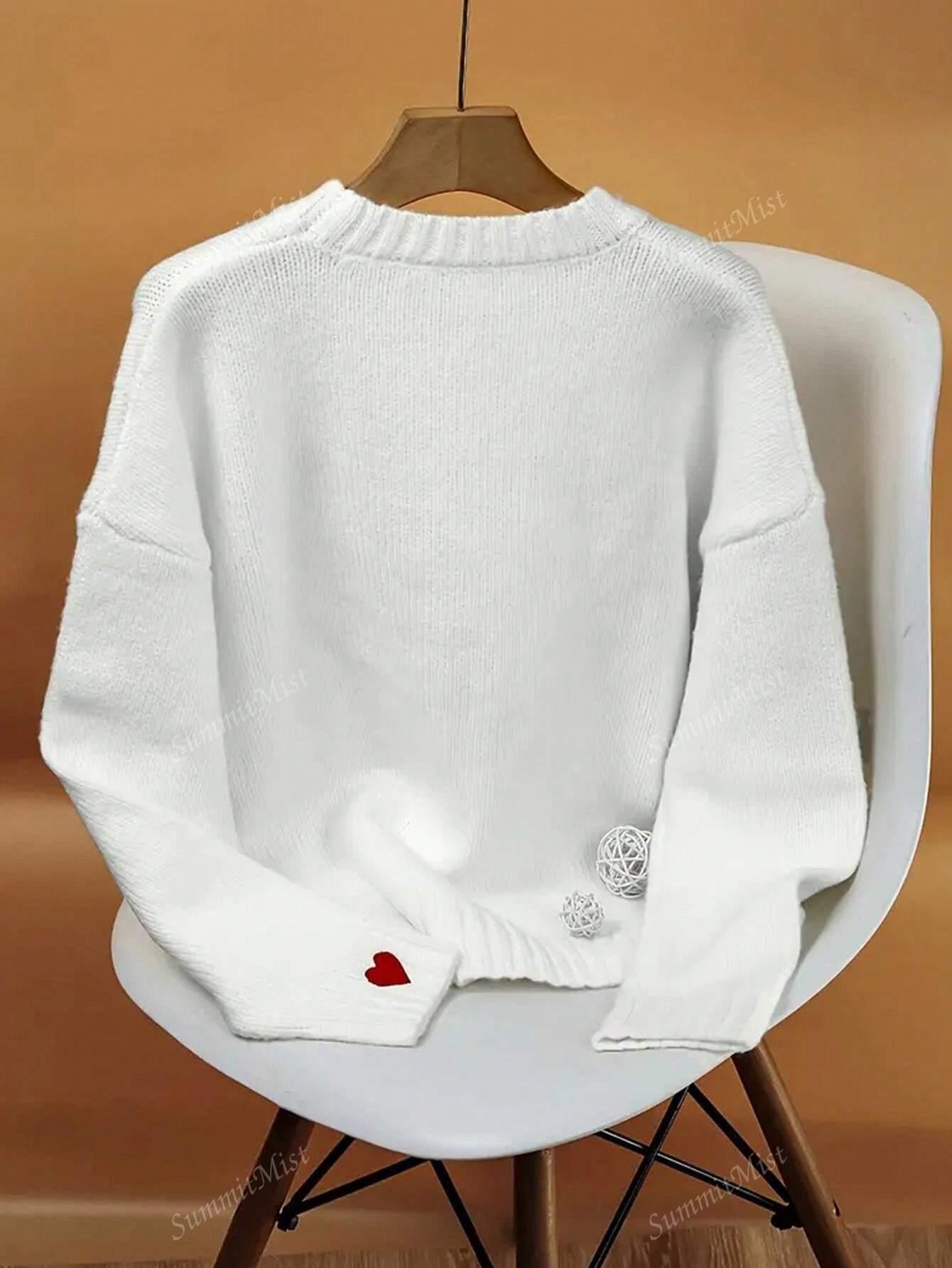 biały DZIANINOWY SWETER