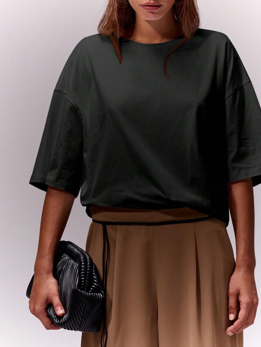 CZARNY T-SHIRT OVERSIZE