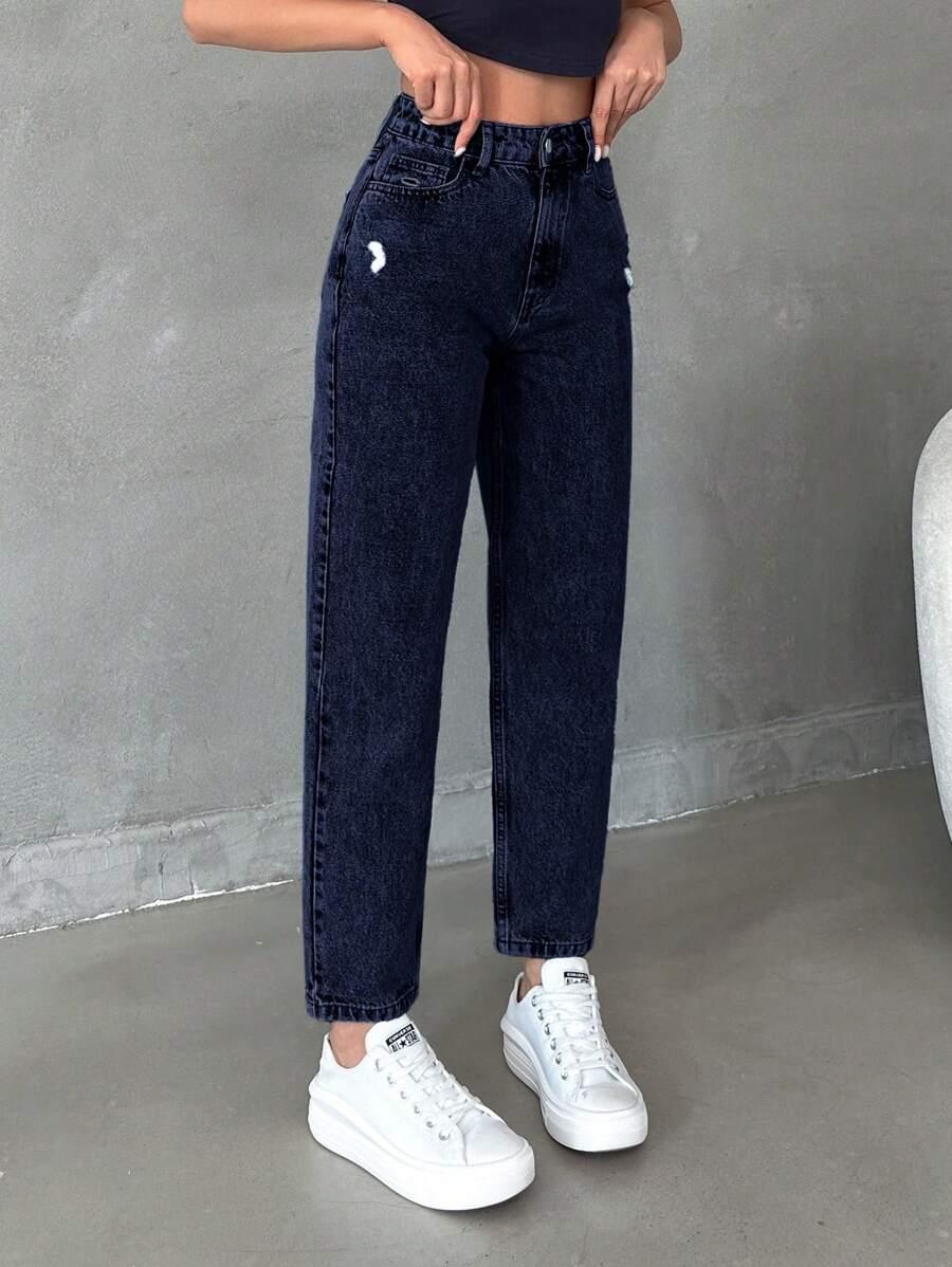 GRANATOWE SPODNIE JEANS