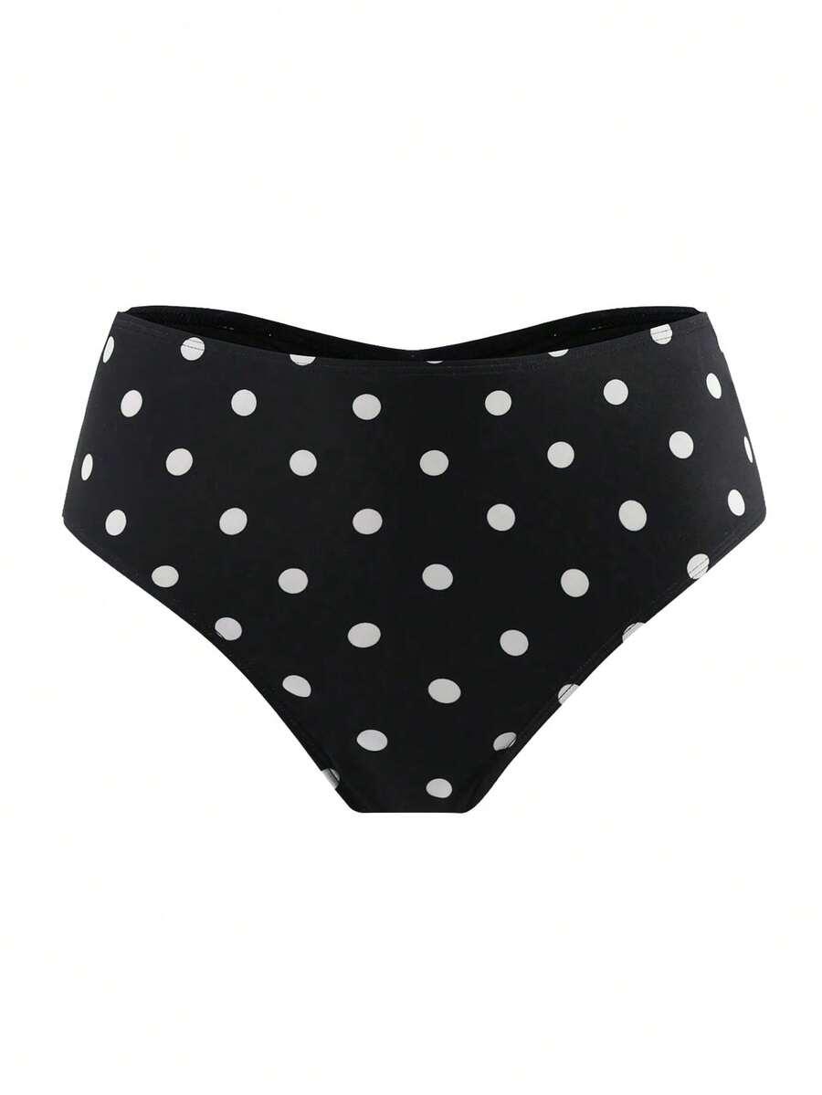 CZARNY DÓŁ OD BIKINI groszki
