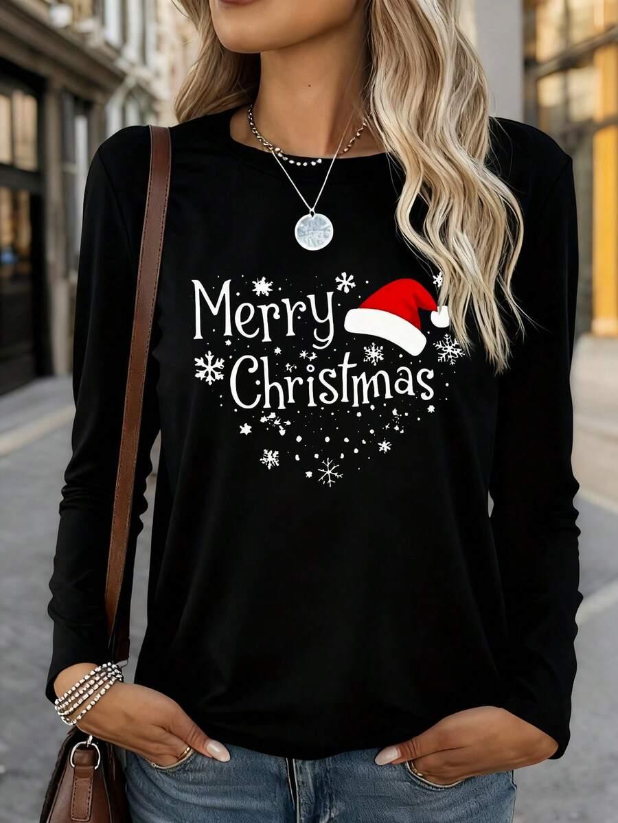 czarna bluzka napis merry christams