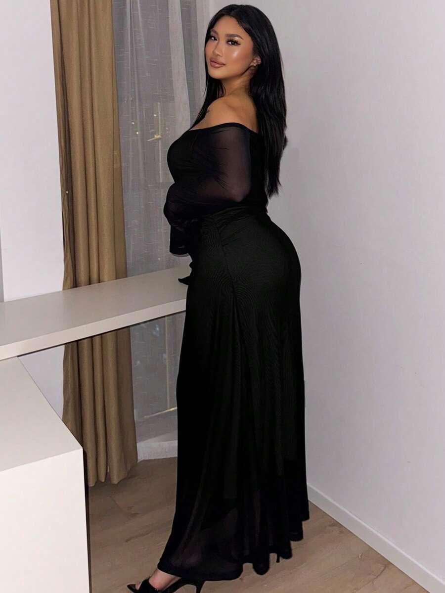 CZARNA MAXI SUKIENKA 