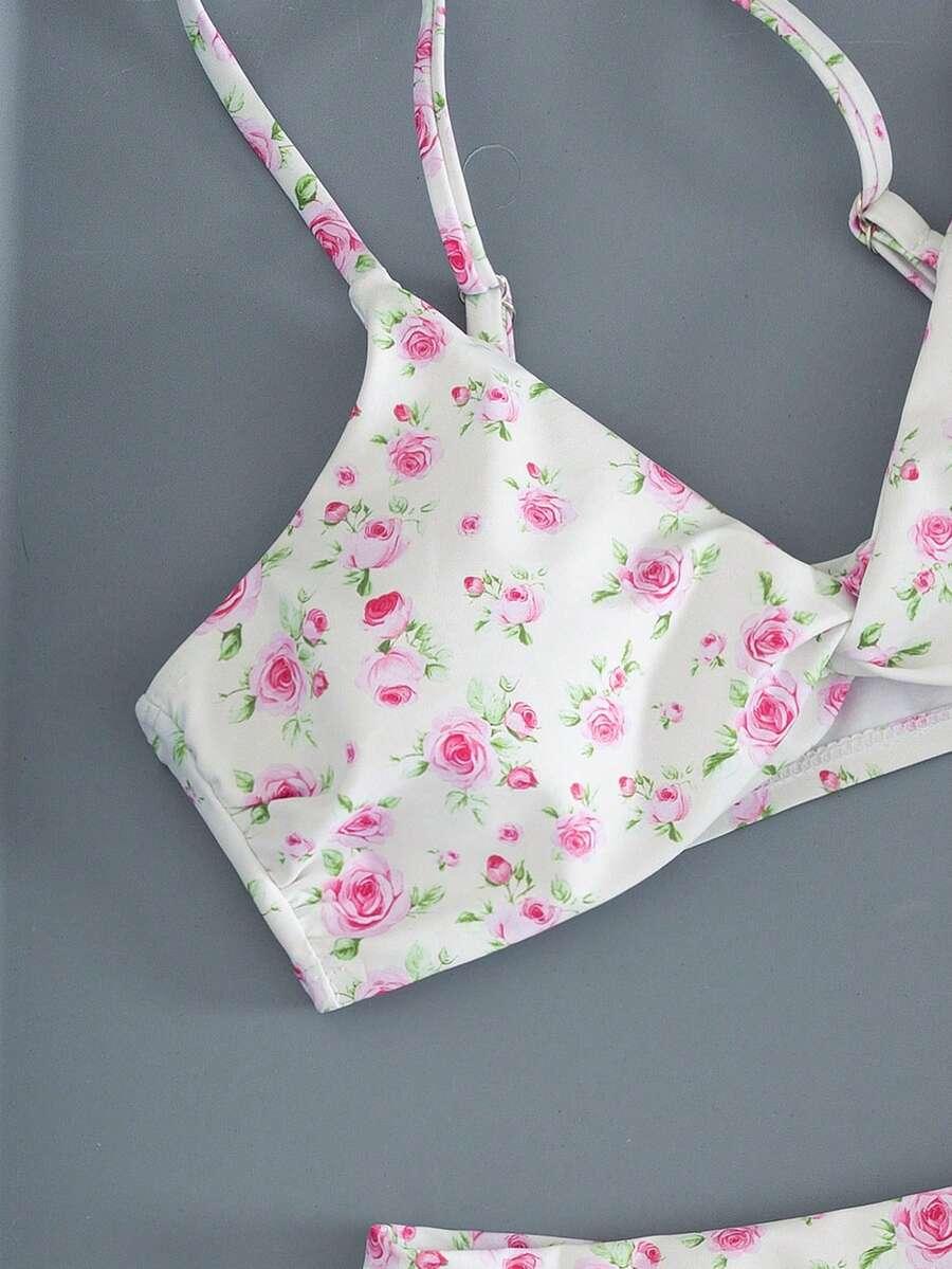 dwuczęściowy kostium kąpielowy bikini floral print
