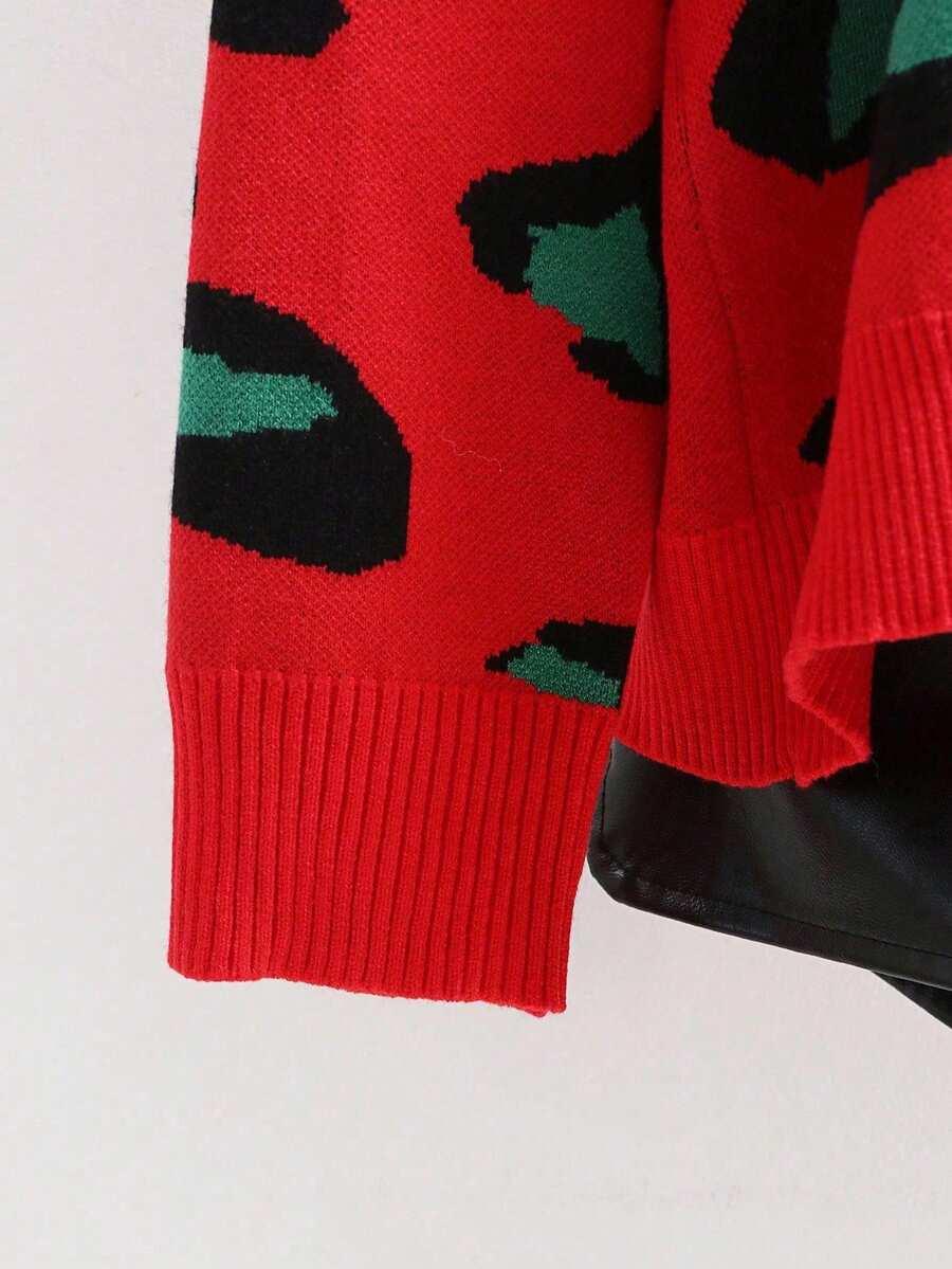LUŹNY SWETER ROZPINANY Z DEKOLTEM W SEREK W KONTRASTOWYM KOLORZE