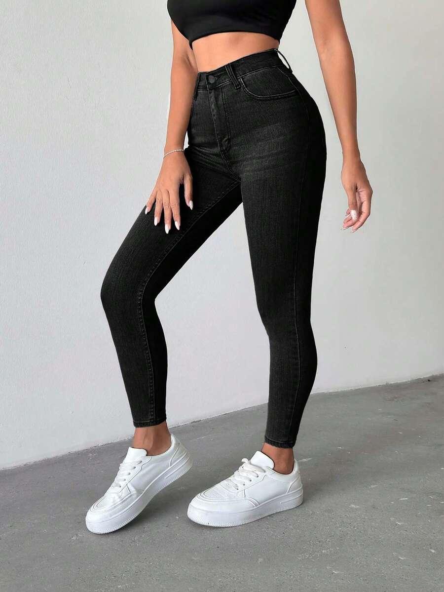 CZARNE SPODNIE JEANS RURKI 