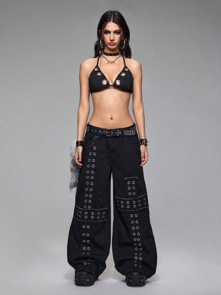 CZARNE SPODNIE JEANS