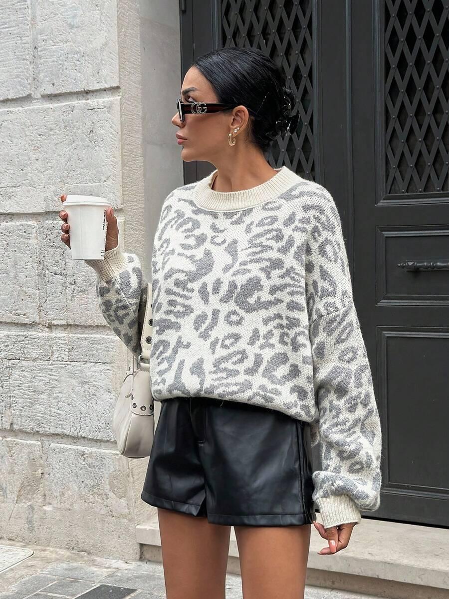 sweter dzianina animal print 