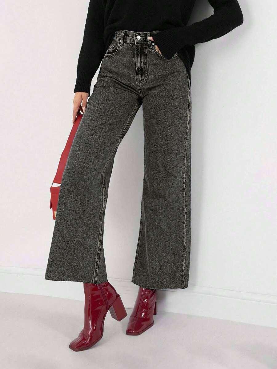 SZARE SPODNIE JEANS
