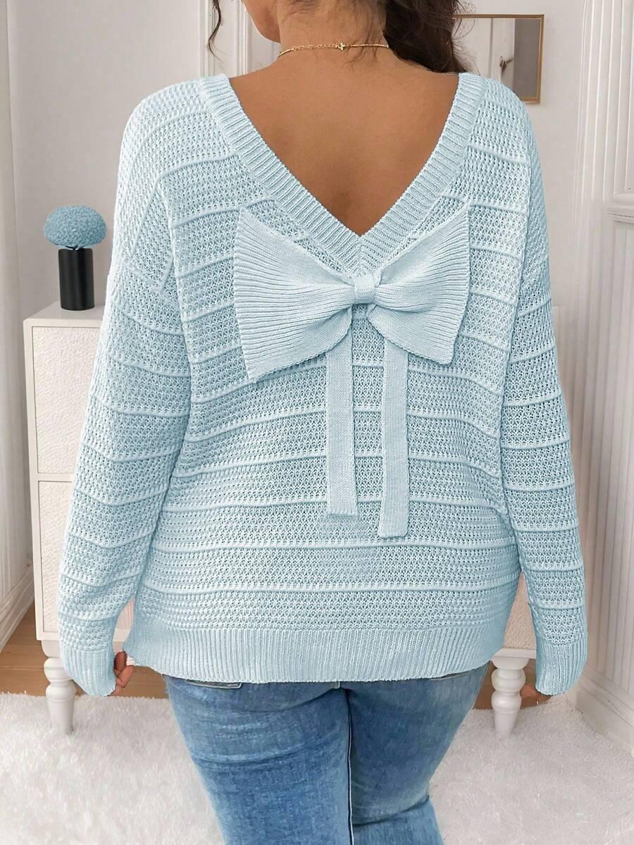 SWETER Z OZDOBNĄ KOKARDĄ