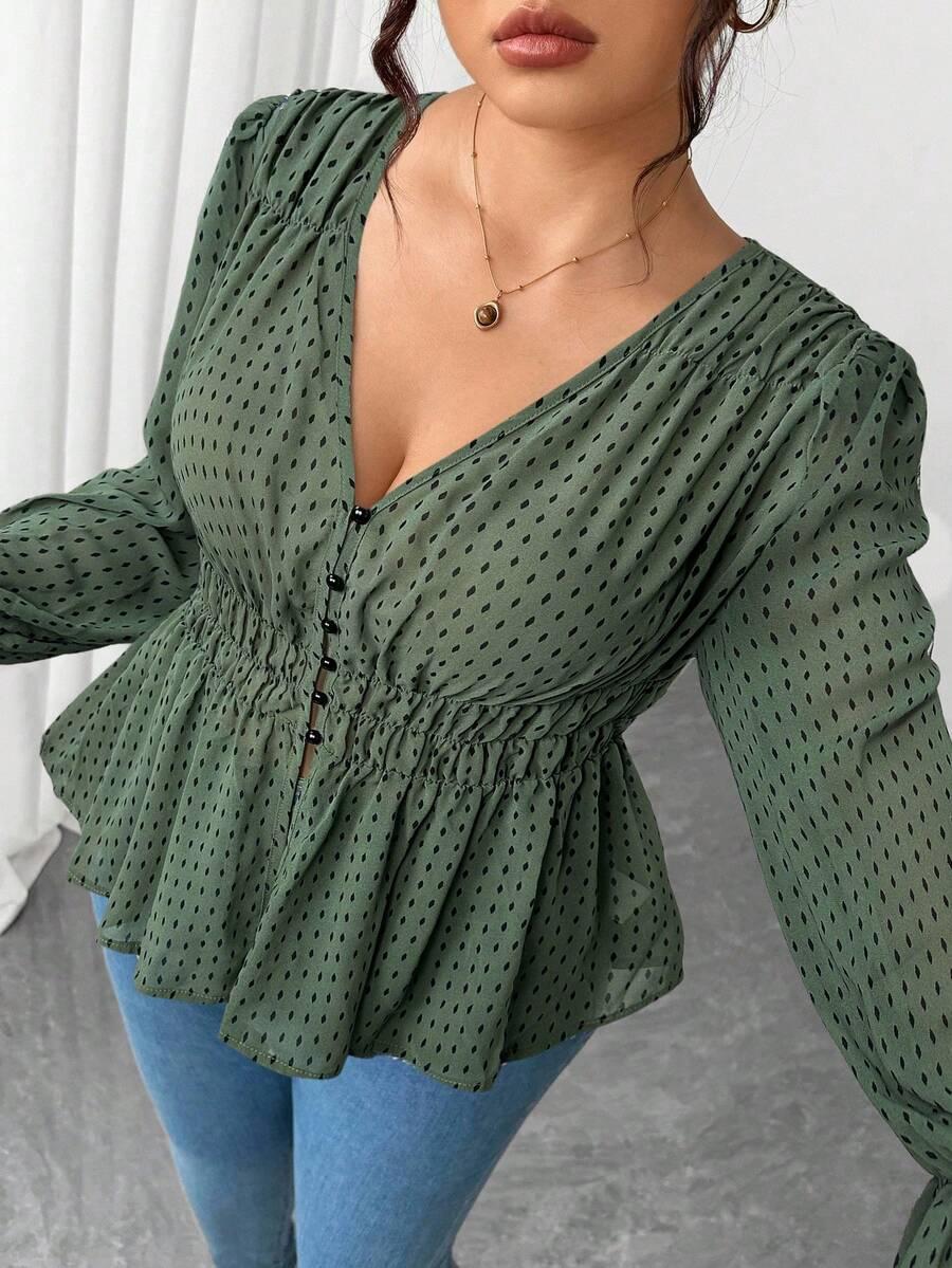 ZIELONA BLUZKA V-NECK
