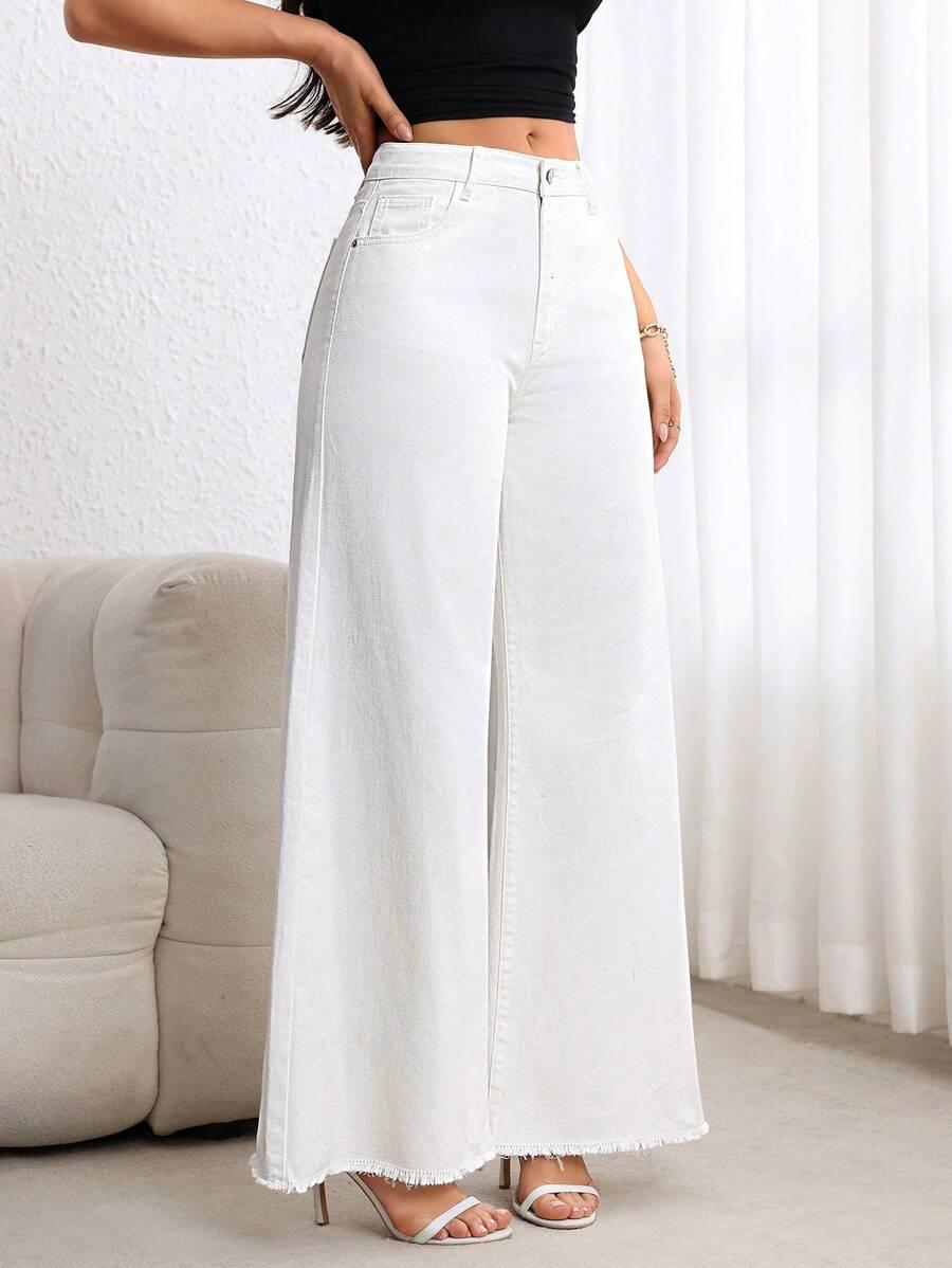 BIAŁE SPODNIE JEANS