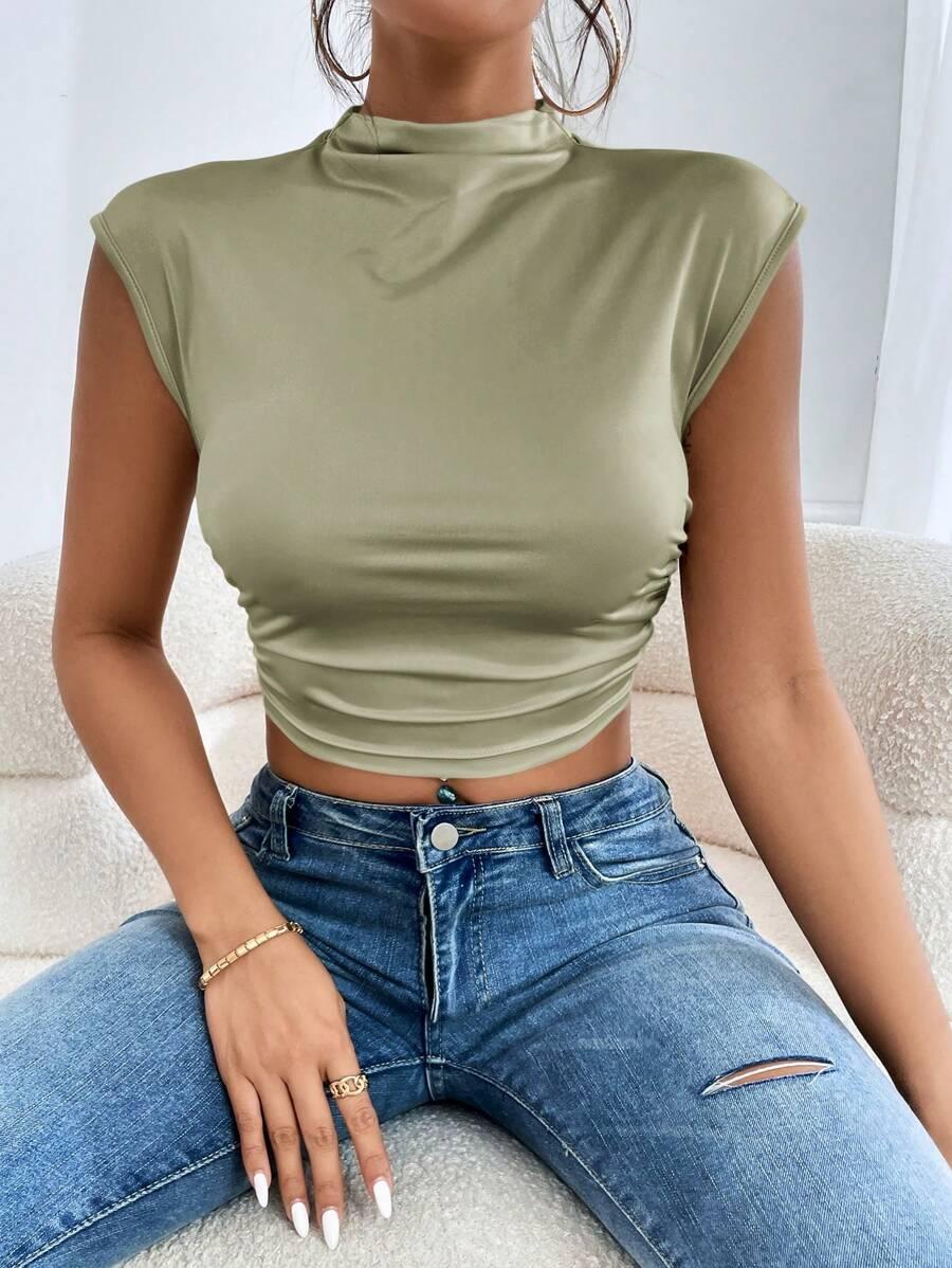 ZIELONY CROP TOP PÓŁGOLF