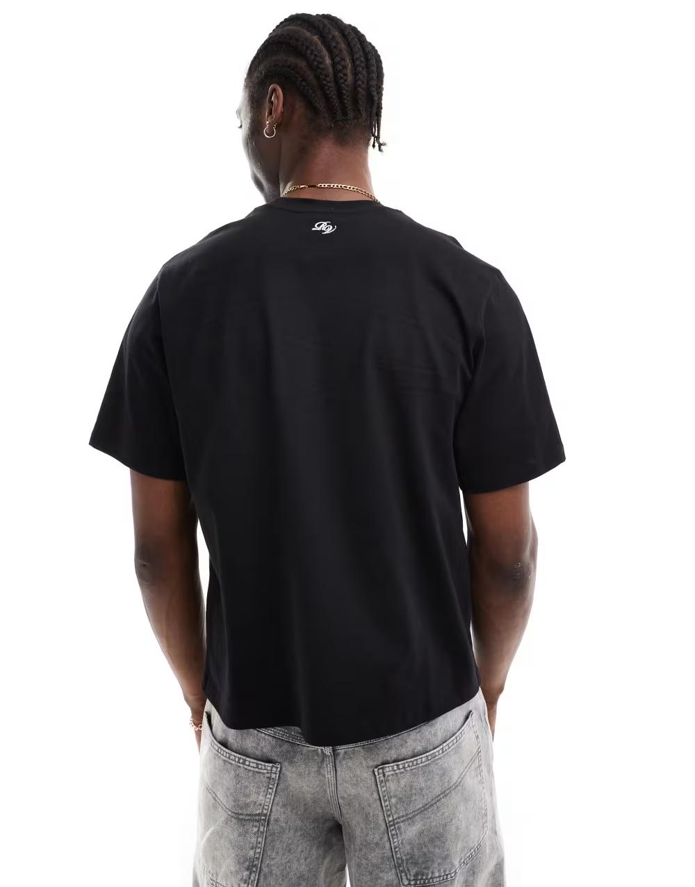 CZARNY gładki T-SHIRT
