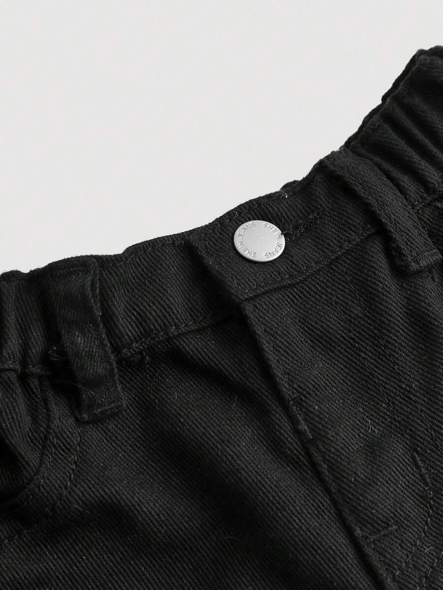 czarne spodnie jeans nadruk