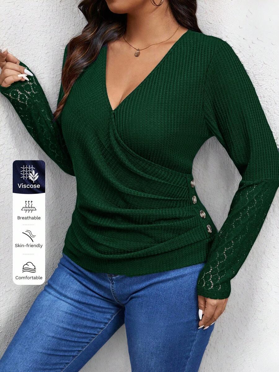 ZIELONA BLUZKA V-NECK