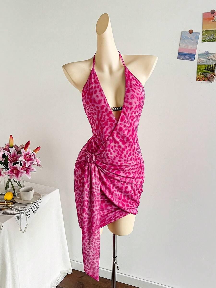 RÓŻOWA MINI SUKIENKA ANIMAL PRINT