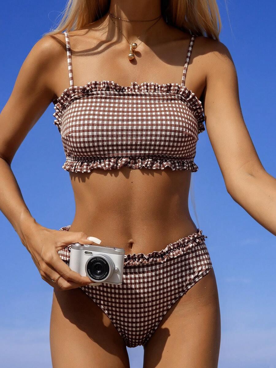 DWUCZĘŚCIOWY KOMPLET BIKINI W KRATKĘ