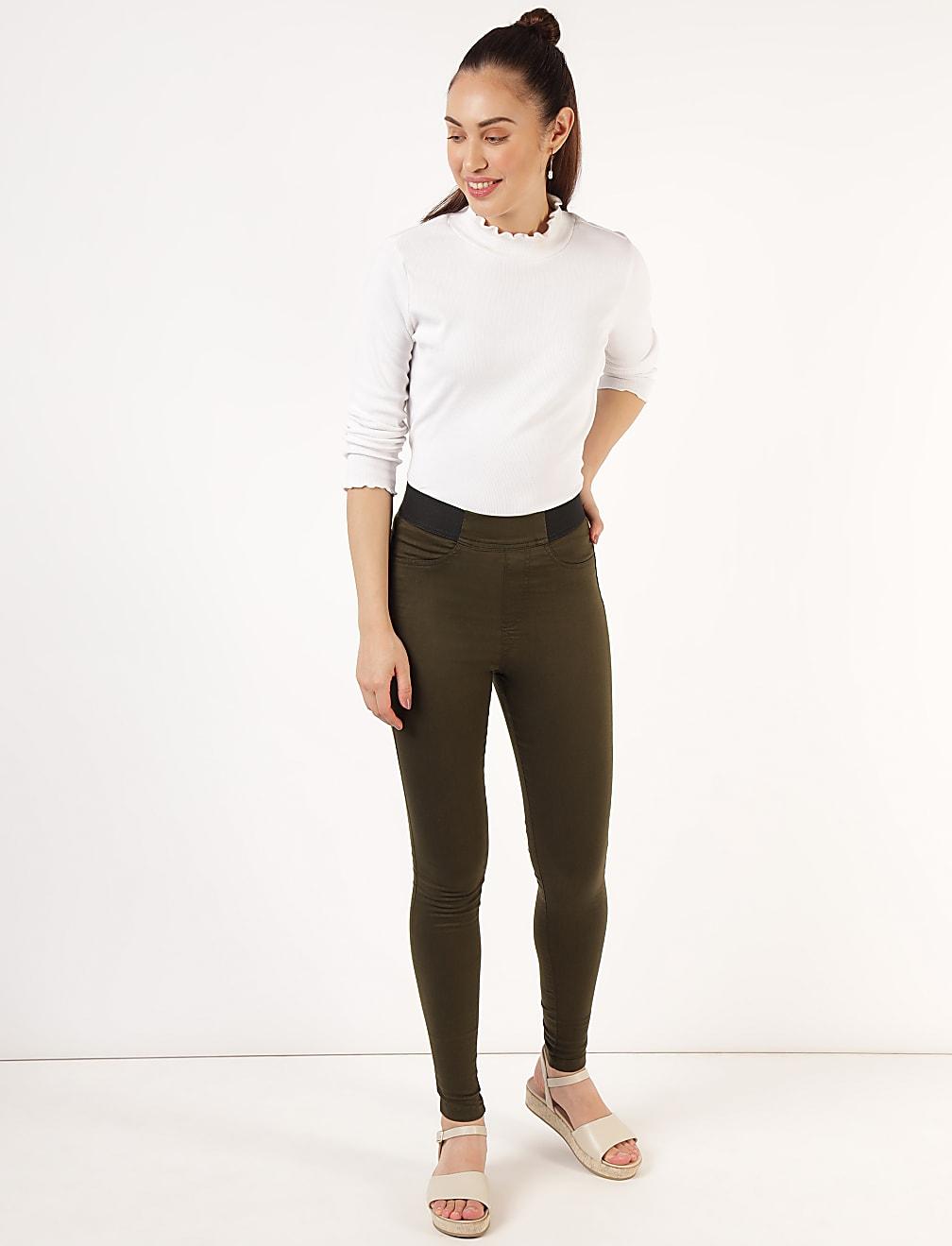 ZIELONE SPODNIE JEGGINS T57-8372K-XC