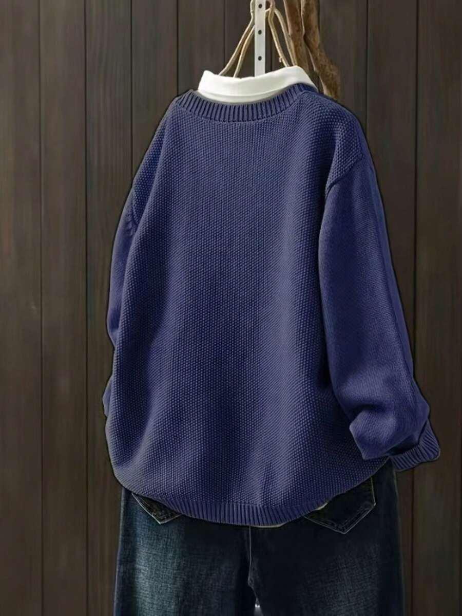 GRANATOWY SWETER GUZIKI