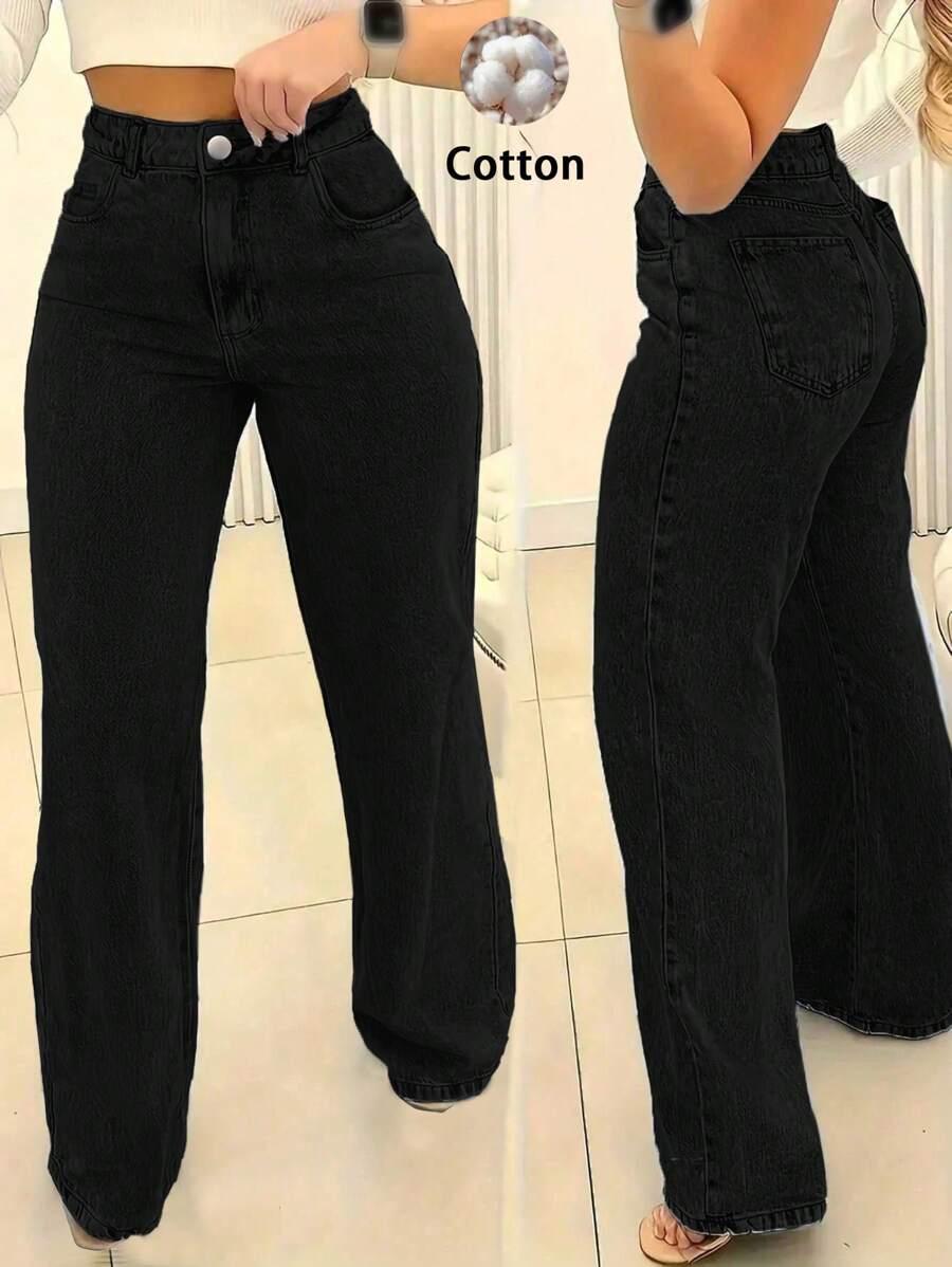 CZARNE SPODNIE JEANS WYSOKI STAN