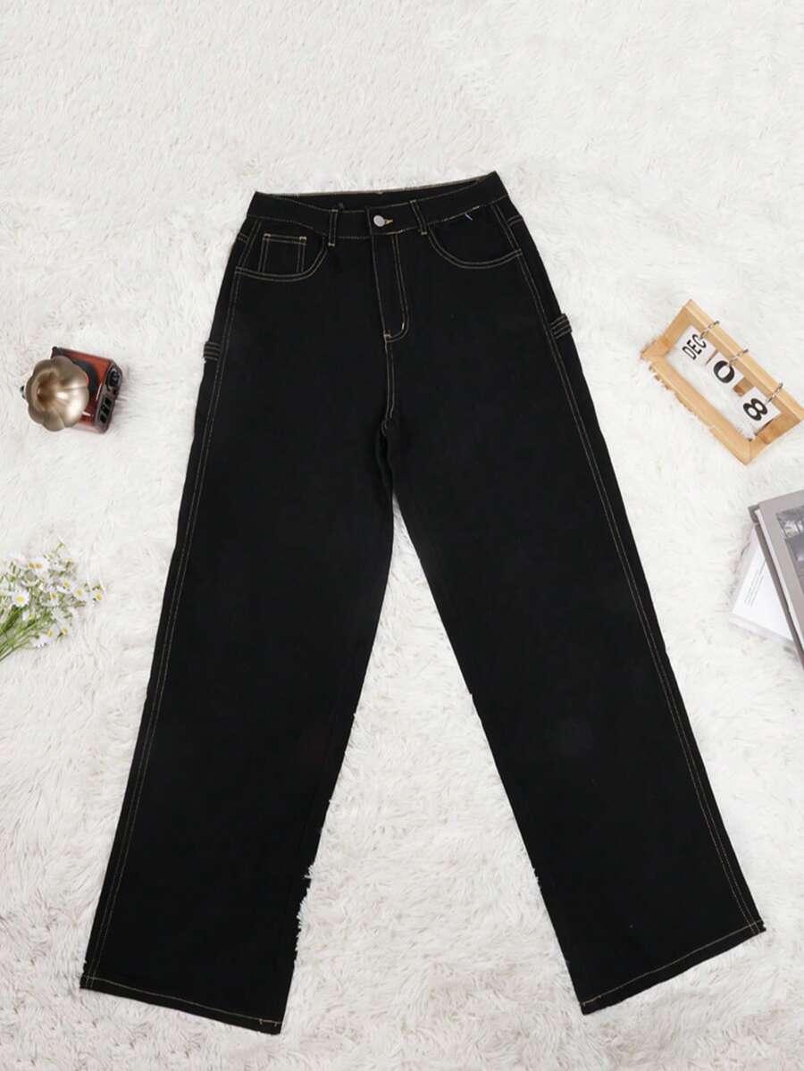 CZARNE SPODNIE JEANS