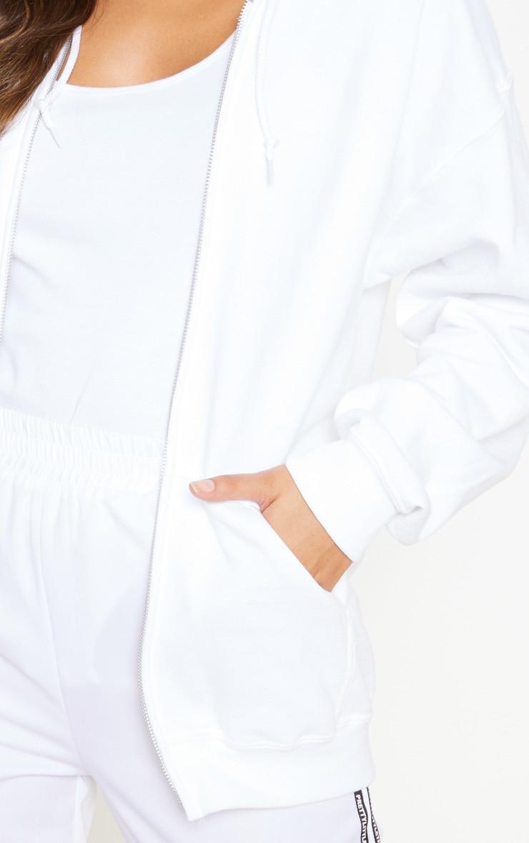biała rozpinana bluza oversize kaptur casual