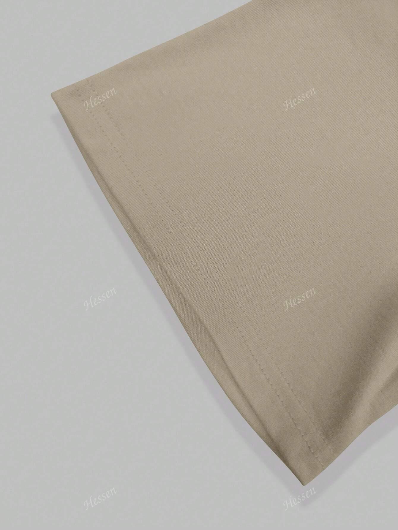 beżowy t-shirt okrągły dekolt