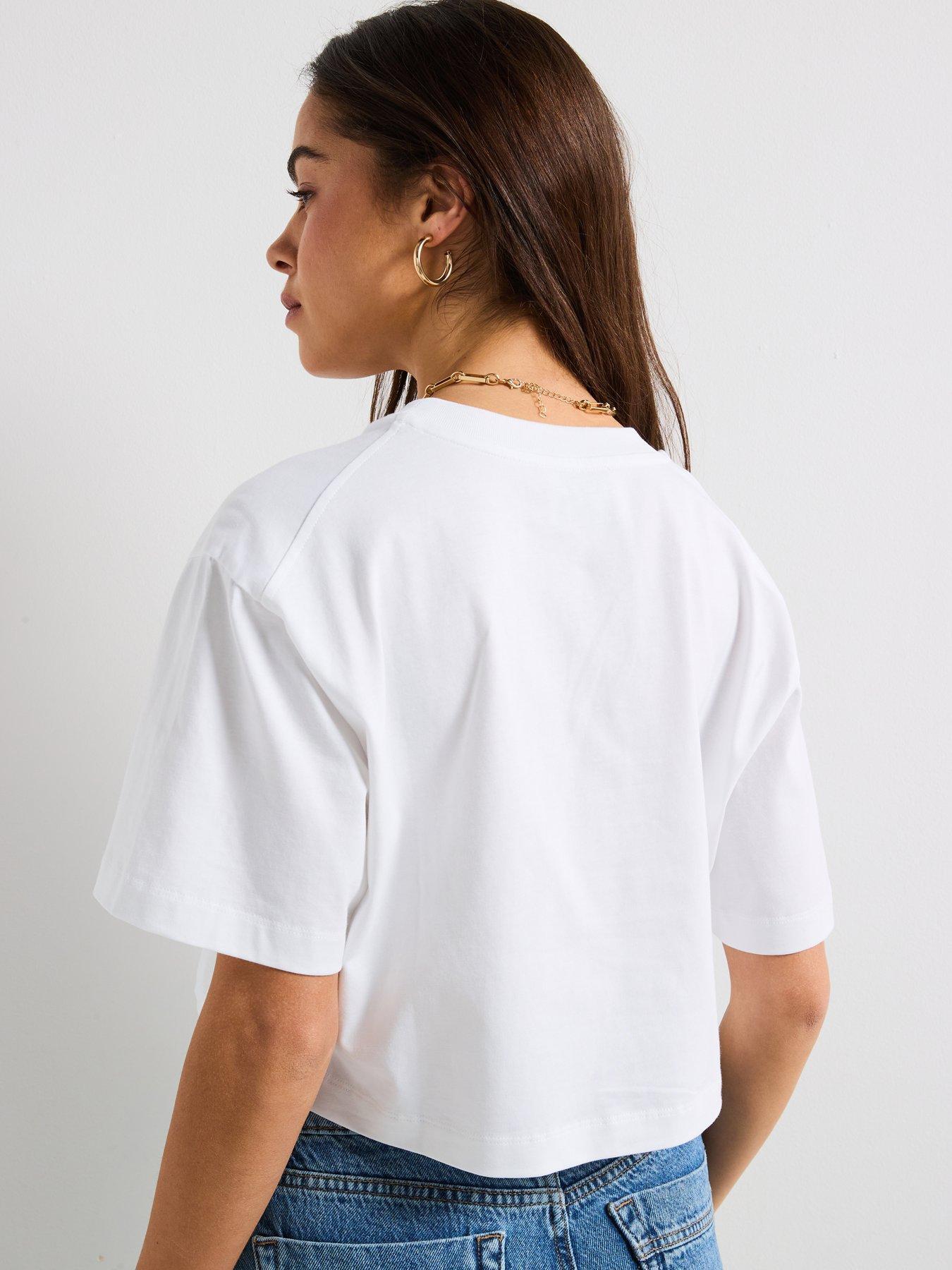 MOSCHINO JEANS KRÓTKI DAMSKI T-SHIRT Z NSDRUKIEM