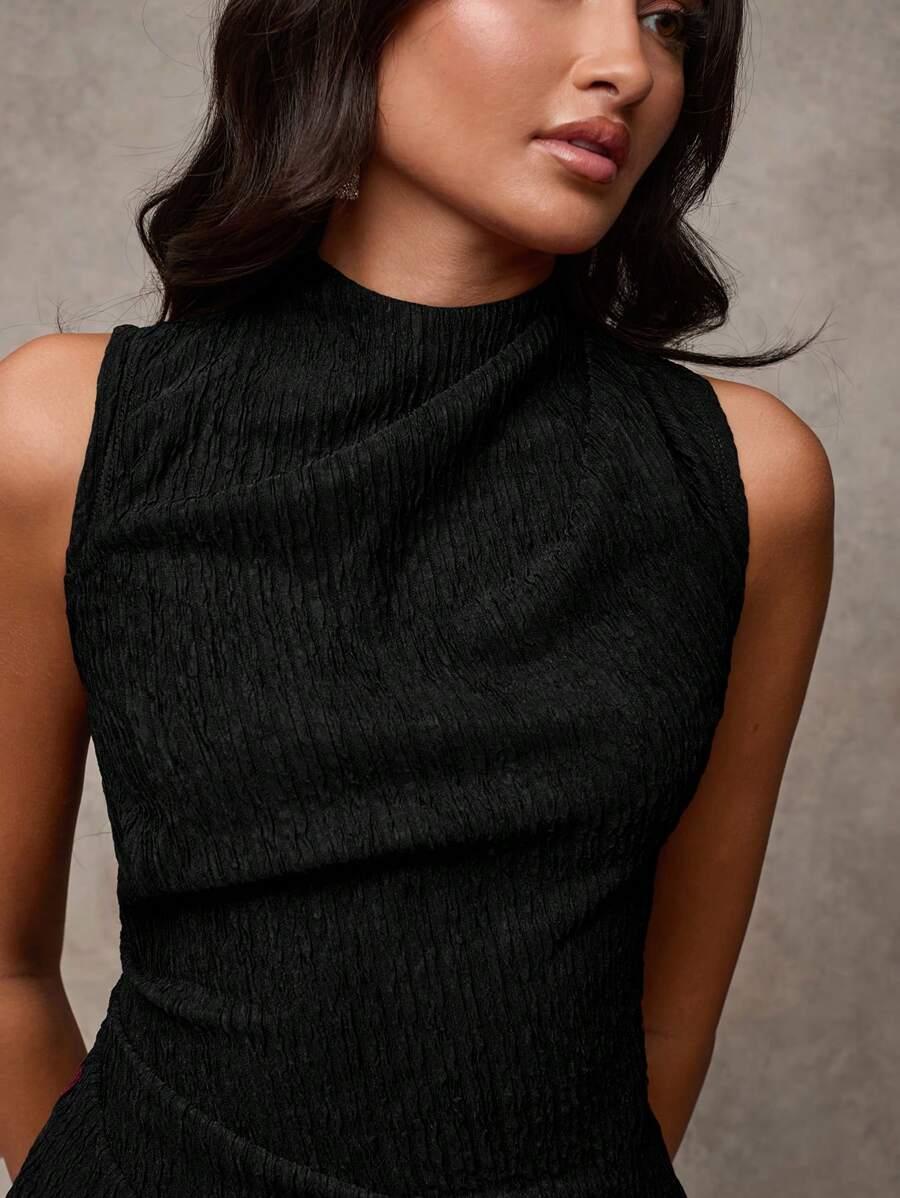 czarna bluzka bez rękawów