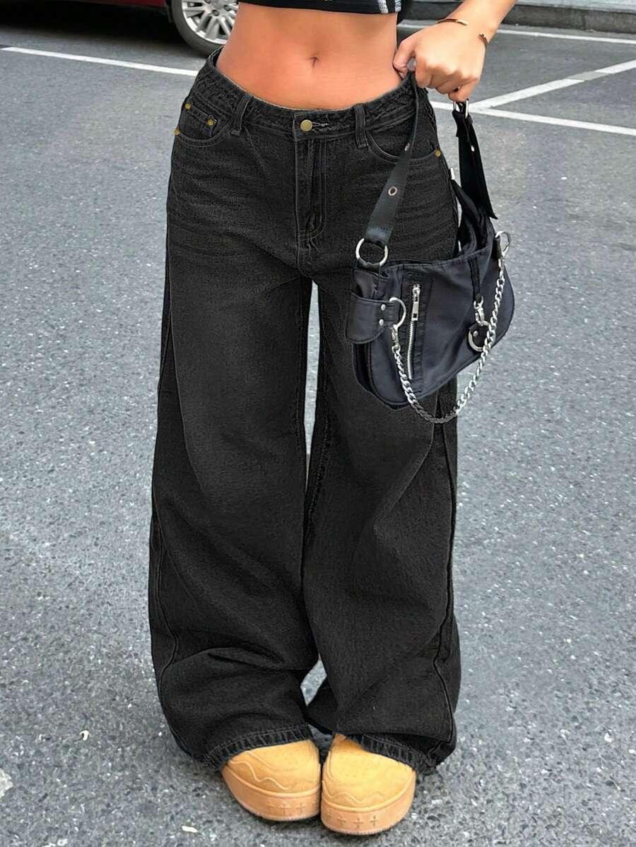 CZARNE SPODNIE JEANS