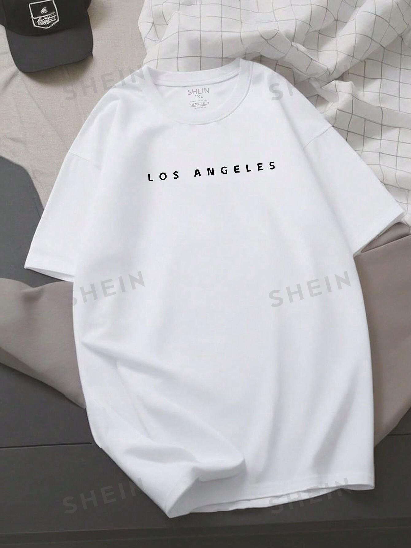 biały t-shirt z okrągłym dekoltem los angeles unisex