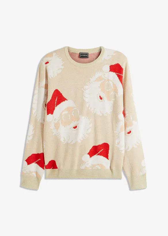 SWETER Z CIENKIEJ DZIANINY Z MOTYWEM ŚWIĄTECZNYM