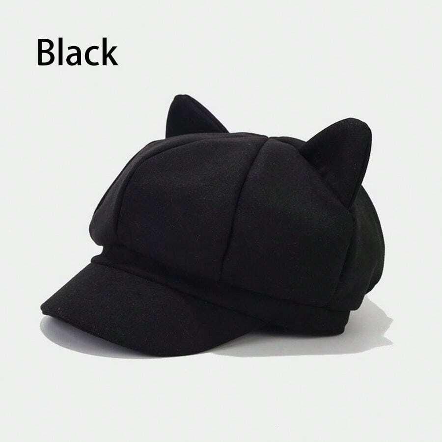 czarna czapka uszka