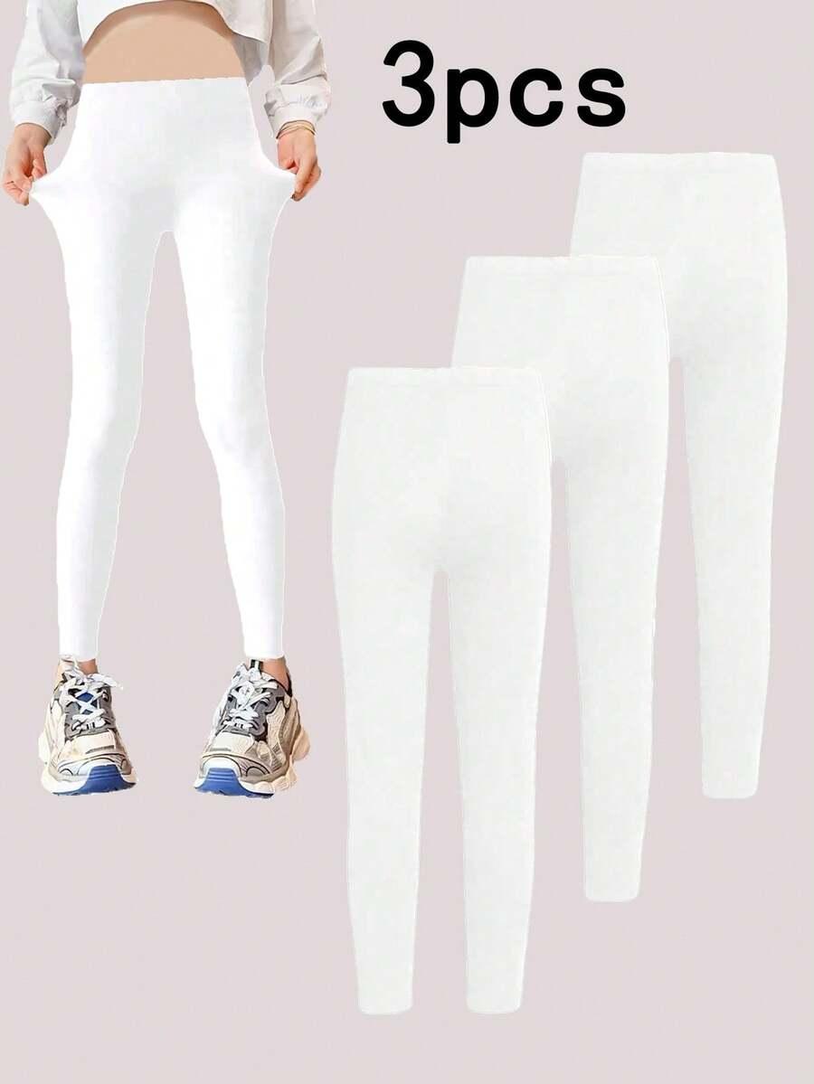 białe legginsy 3 pack