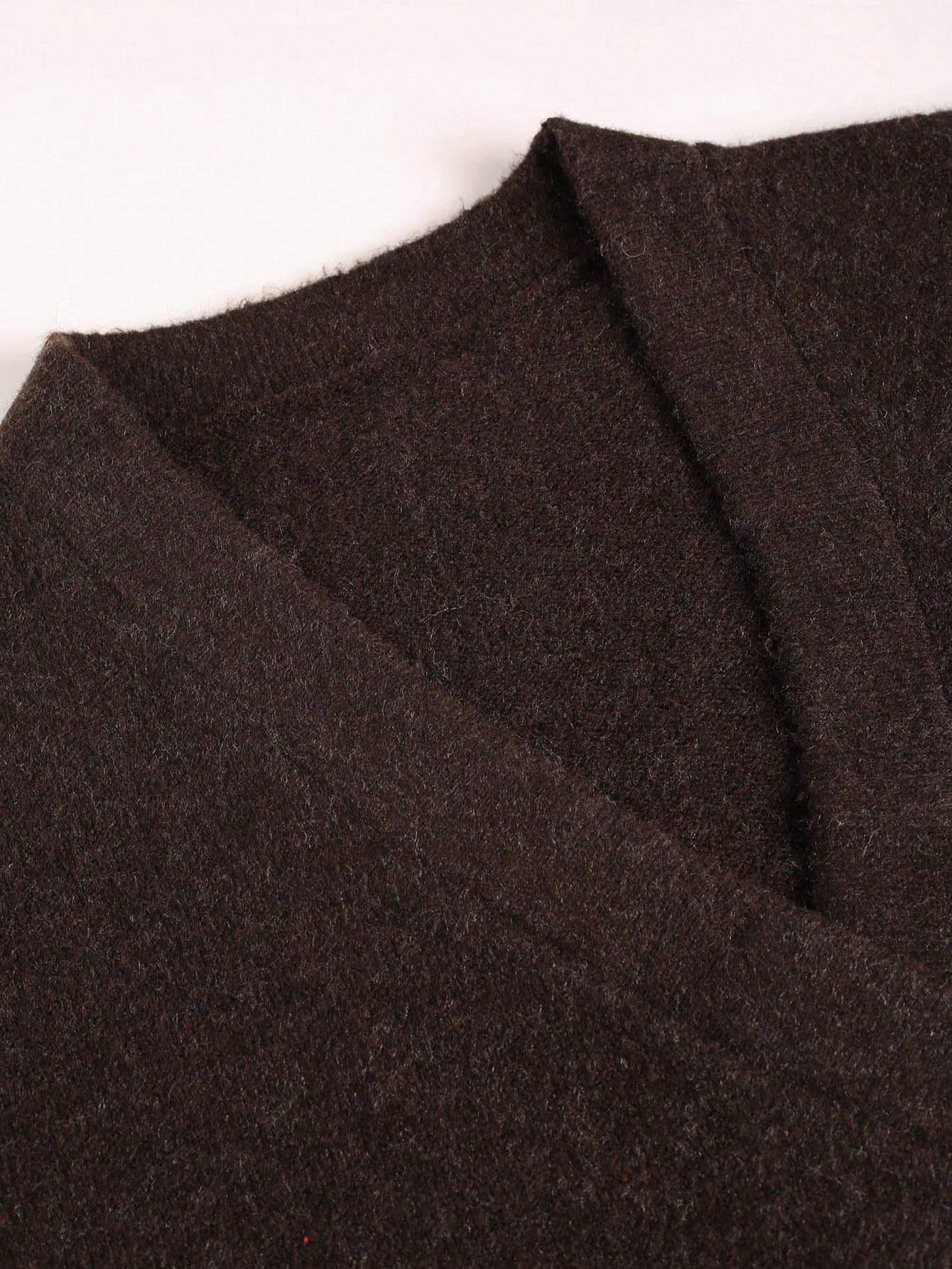 BRĄZOWY SWETER GUZIKI