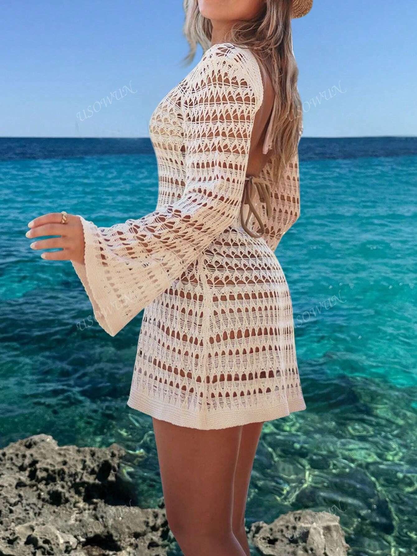 BEŻOWA PLAŻOWA MINI SUKIENKA