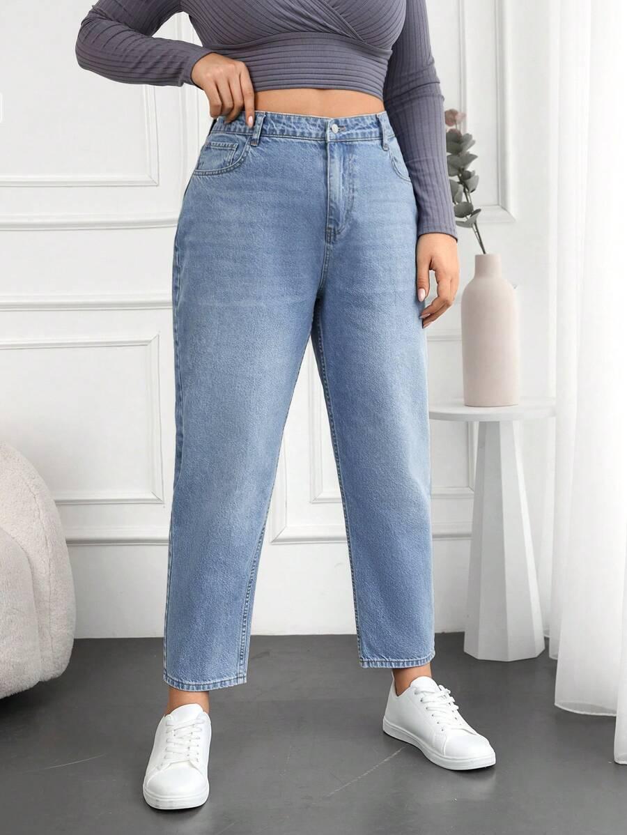 NIEBIESKIE SPODNIE MOM JEANS 