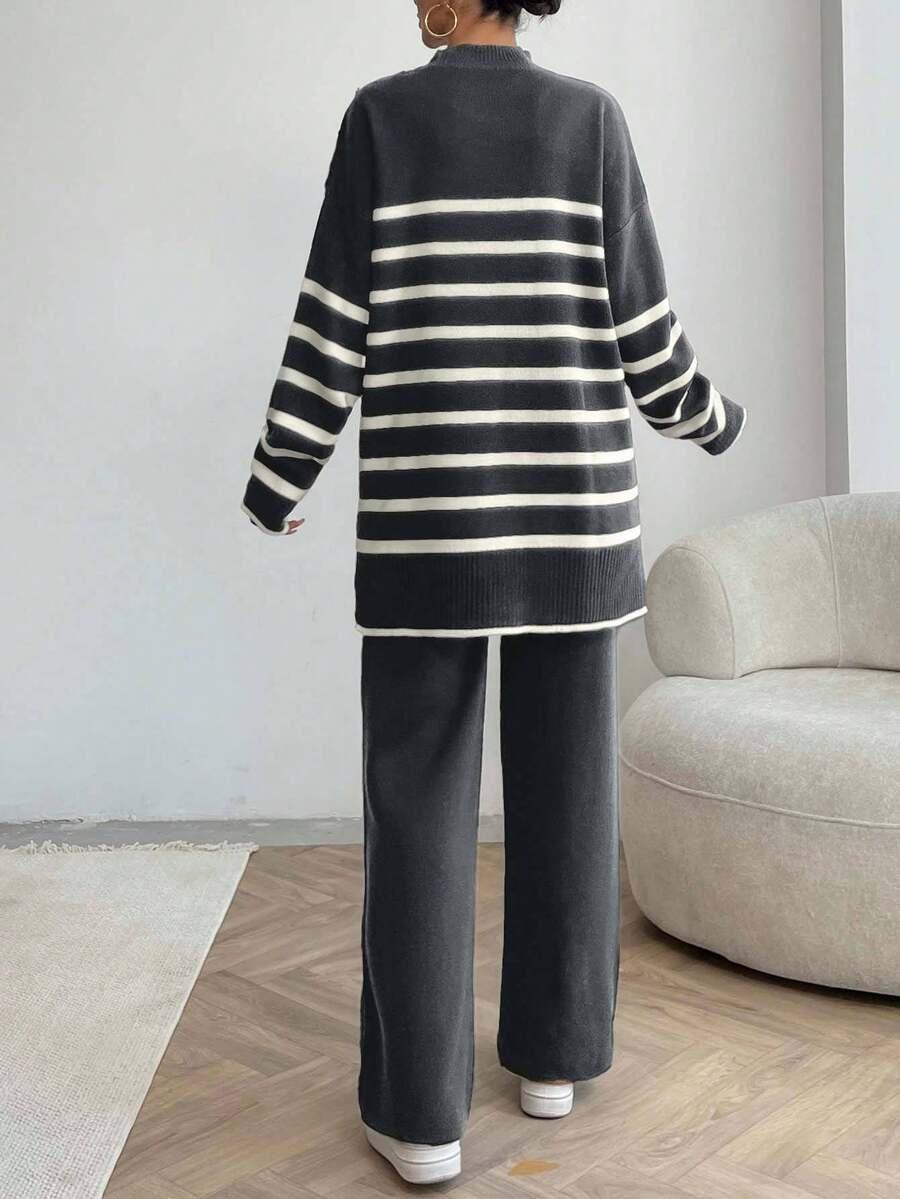 dzianinowy komplet sweter spodnie