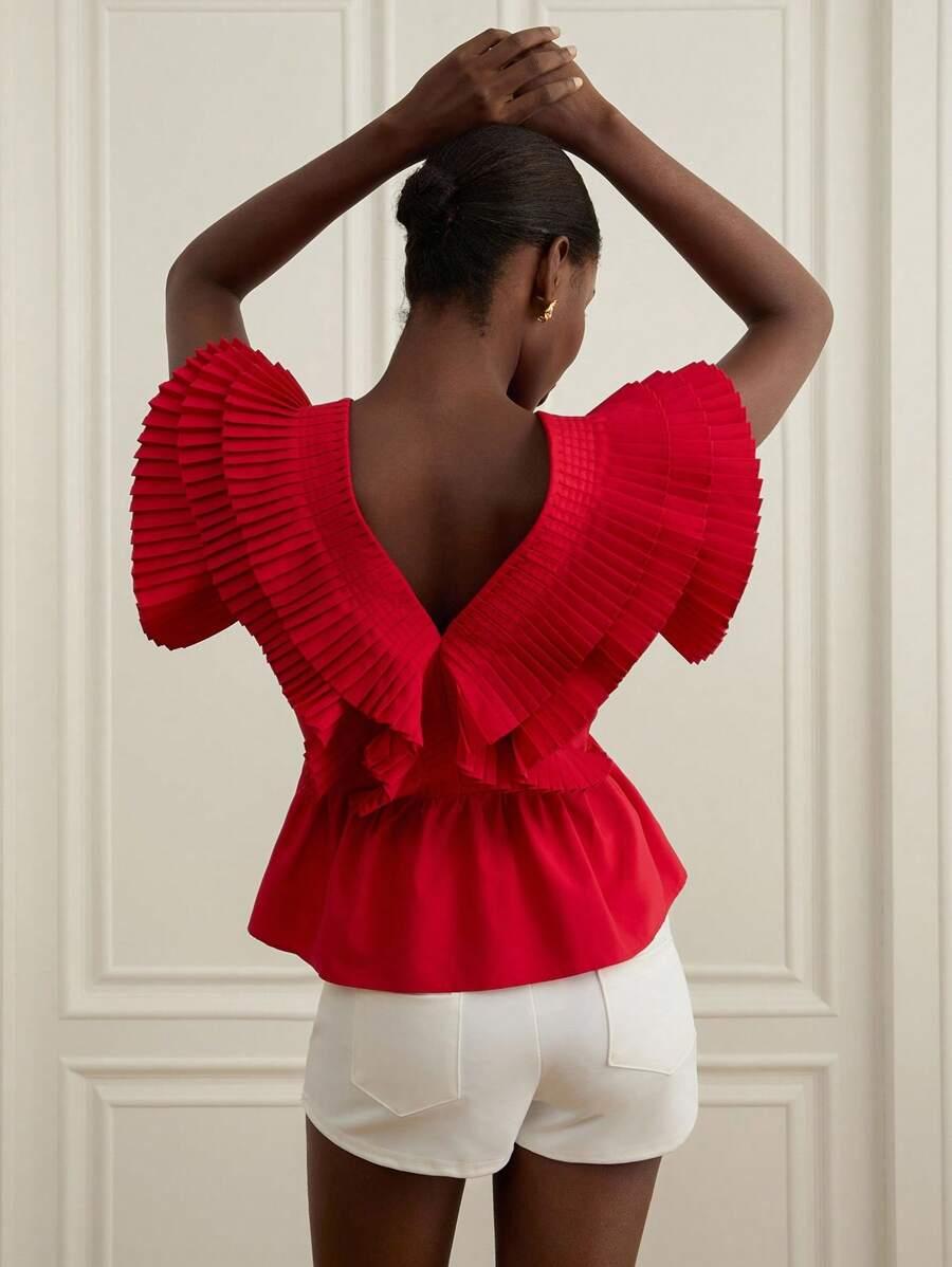 CZERWONA BLUZKA V-NECK