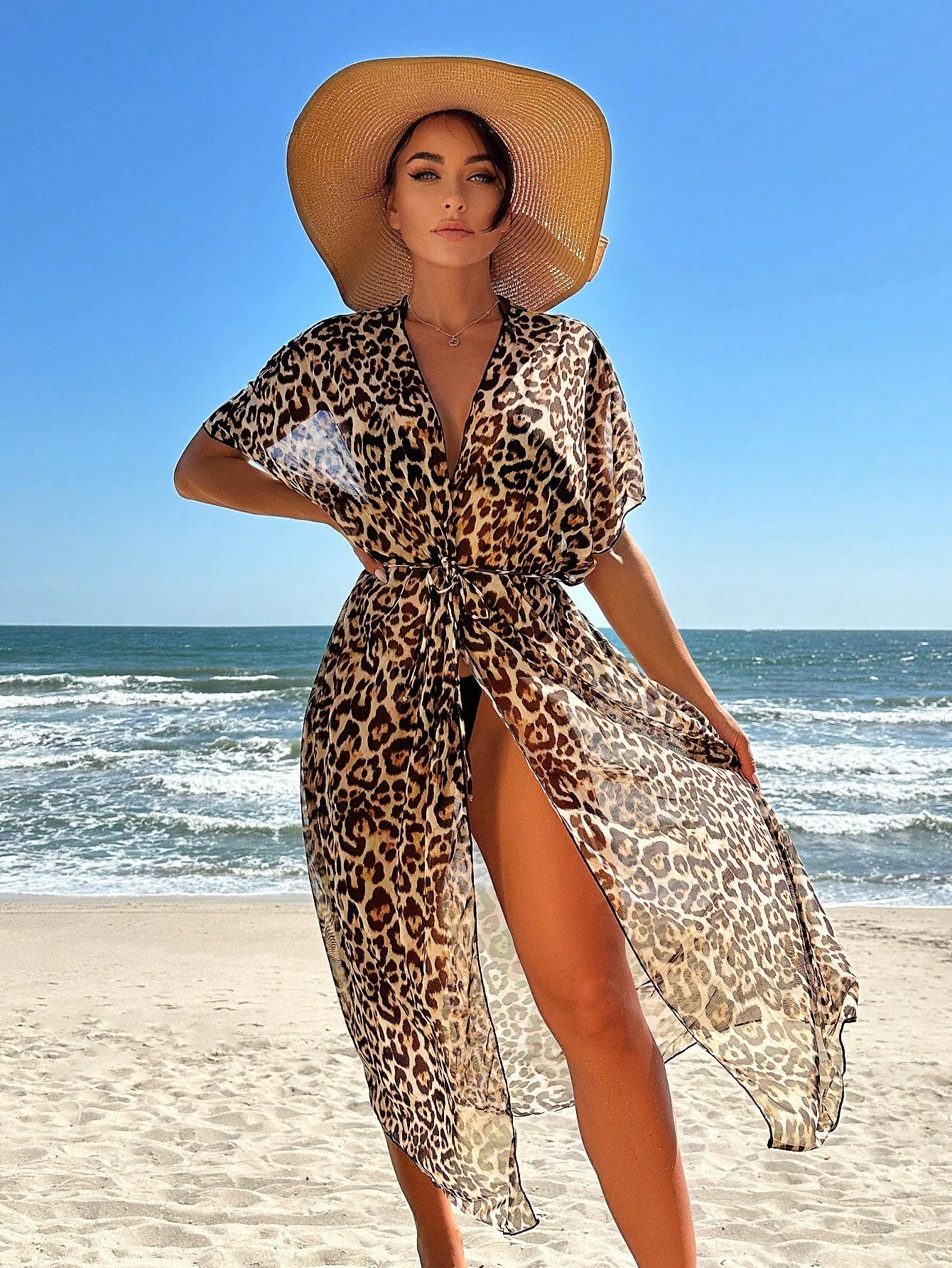 narzutka plażowa animal print