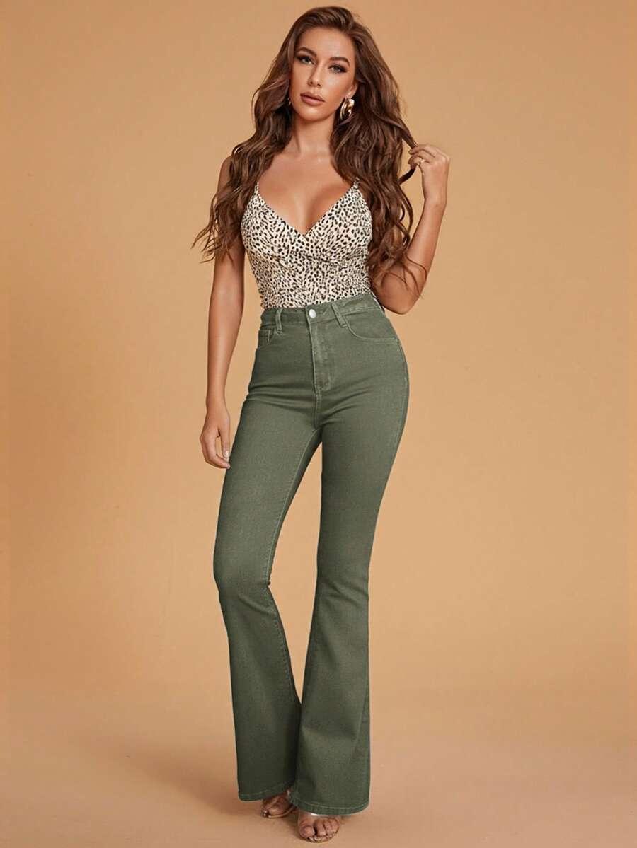 ZIELONE SPODNIE JEANS