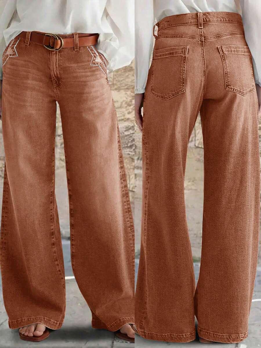 brązowe spodnie jeans