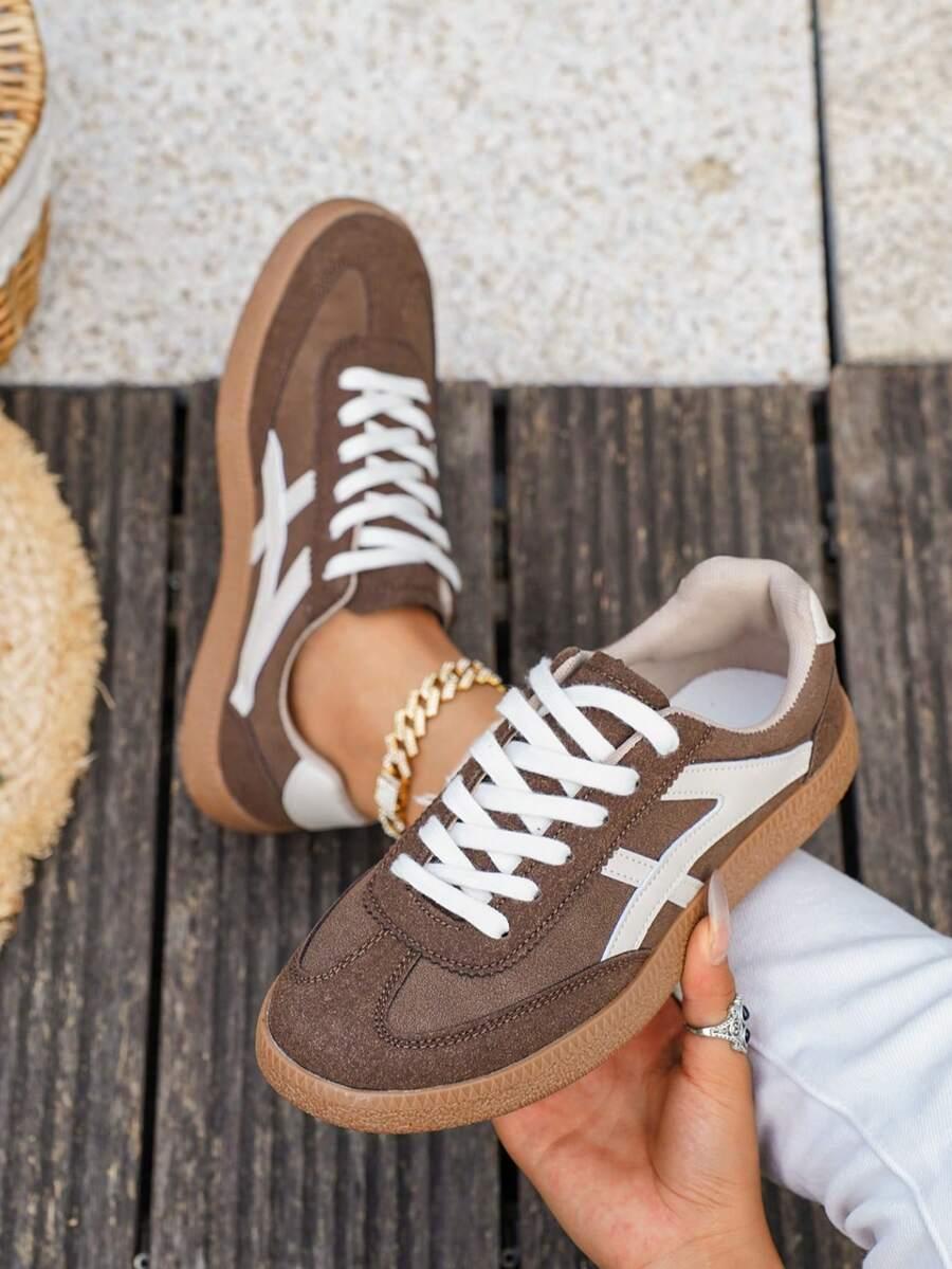 BRĄZOWE SZNUROWANE BUTY SPORTOWE