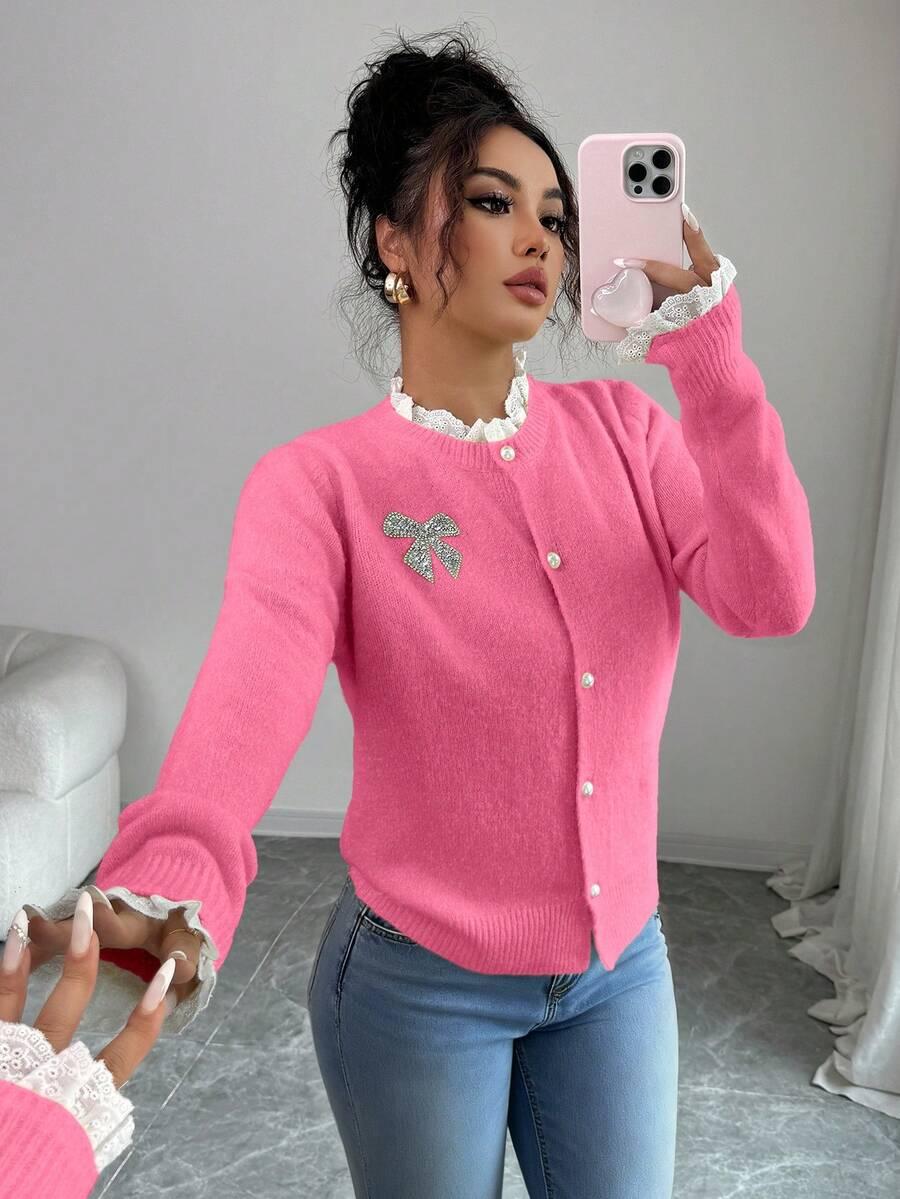 różowy sweter kardigan