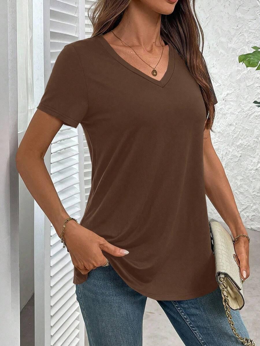 brązowa bluzka v-neck