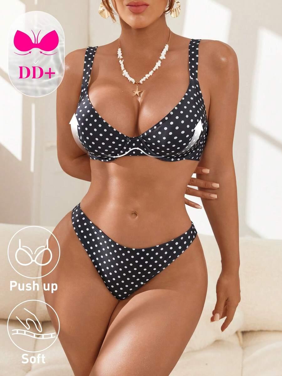 dół od bikini wzór groszki